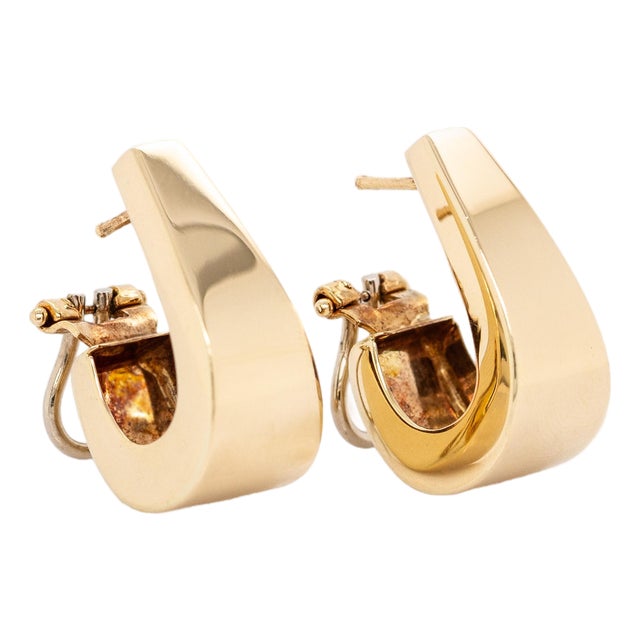7.4g Estate Hoop Earrings: Solid 14k Yellow Gold, A Pair For Sale