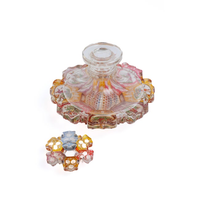 French Antique Bohemian Enameled Cabinet Bottle For Sale - Image 3 of 4