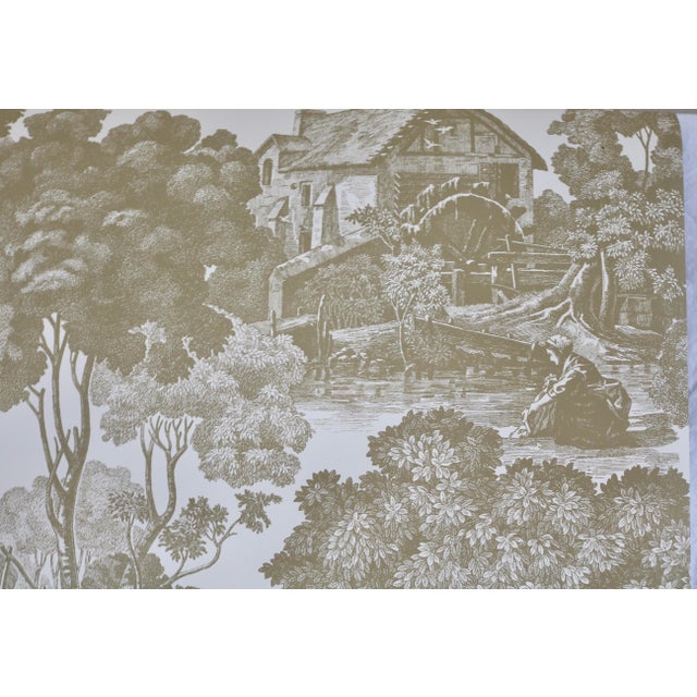 Late 20th Century Schumacher 18th Century Rural European Scenic Toile Wallpaper Gold on Cream For Sale - Image 5 of 7