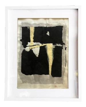Largo IX Abstract Framed Painting on Hand Made Japennes Paper