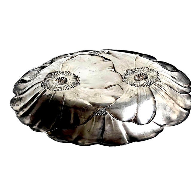 Wallace Silversmiths Mid 20th Century Wallace Silver-Plate Poppy Platter Model 715 For Sale - Image 4 of 16