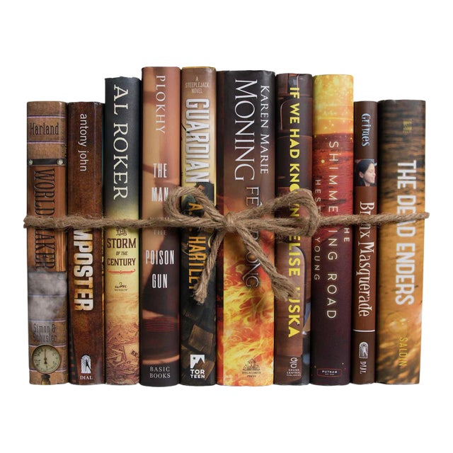 Decorative Books - Autumn Dust Jacket Book Bundle - 1 Foot of Orange Books For Sale