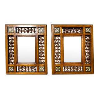 1940’s Inlaid and Carved Wooden Frames - A Pair For Sale