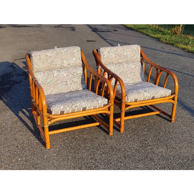 Mid 20th Century Ficks Reed Boho Chic Bamboo Lounge Chairs - a Pair ...