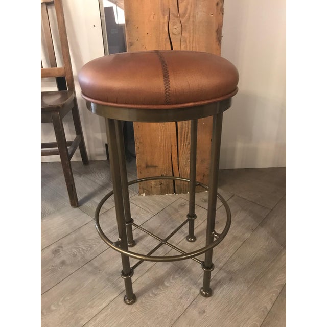 Rustic Leather Counter Stool Chairish