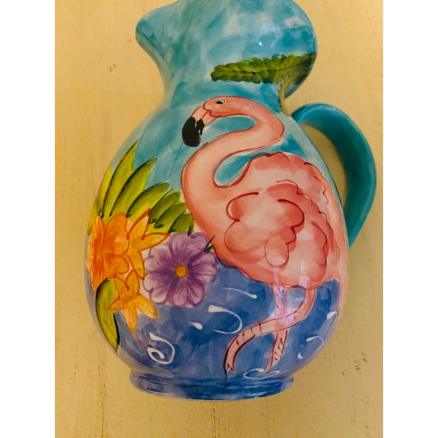 Ceramic Vintage Palm Beach Flamingo Ceramic Pitcher For Sale - Image 7 of 10