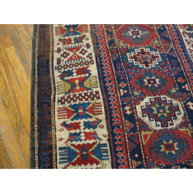 Navy Blue Antique Caucasian Kazak Rug For Sale - Image 8 of 9