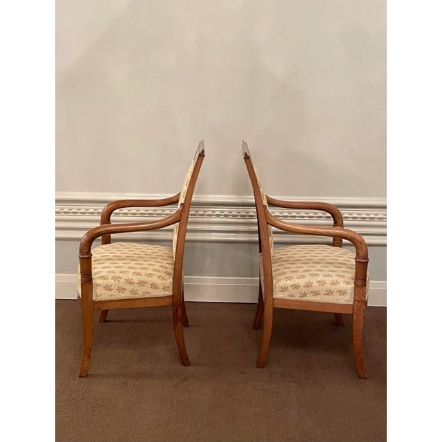 French Antique Directoire Style Upholstered Arm Chairs / Fauteuils - a Pair For Sale - Image 3 of 12