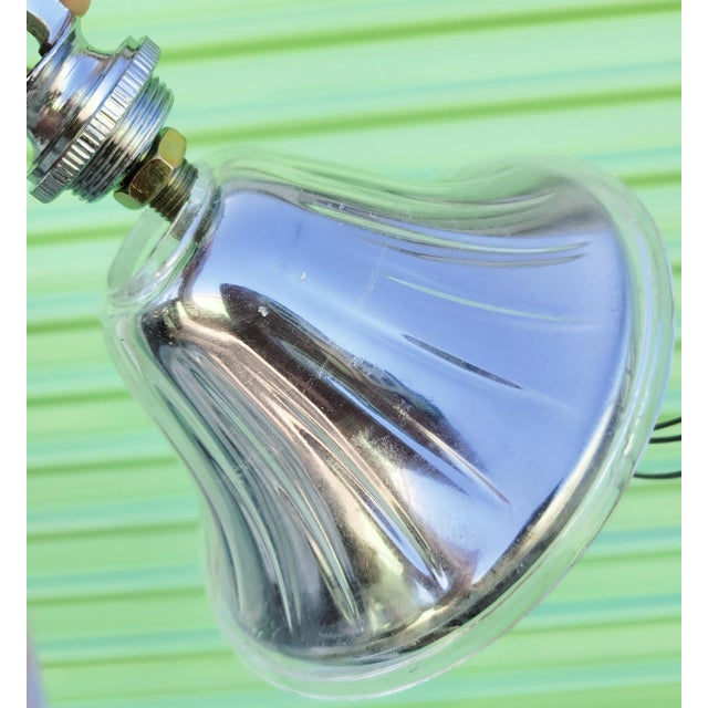 1980s Vintage Murano Glass Crystal Chrome 6 Light Chandelier For Sale - Image 5 of 11