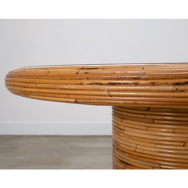 McGuire Organic Modern Rattan Pencil Reed Round Dining Table For Sale - Image 9 of 18