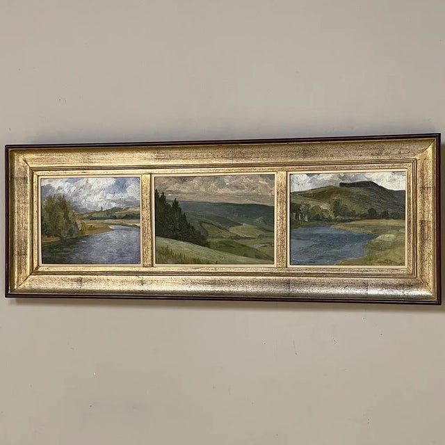Impressionist Framed Triptych Oil Painting on Board For Sale - Image 3 of 13