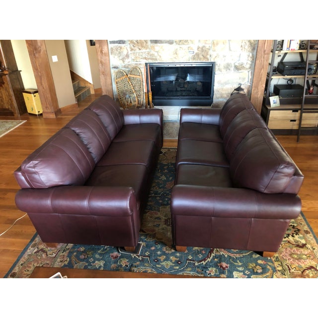 21st Century Ethan Allen Archer Leather Sofas Chairish