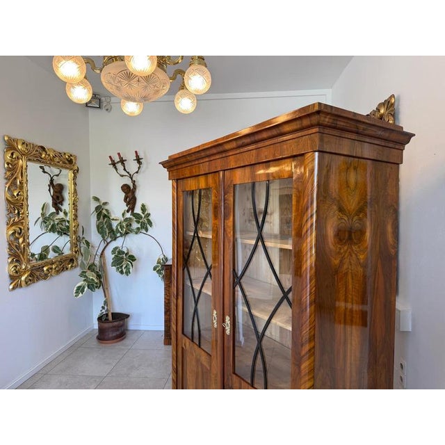 Biedermeier Display Cabinet in Walnut For Sale - Image 8 of 11