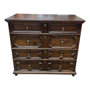 19th Century English Charles II Geometric Oak Chest of Drawers