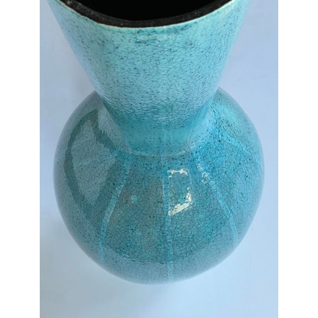 Large Jaru of California Ceramic Vase With Cerulean Blue Crackle Glaze For Sale In San Francisco - Image 6 of 9