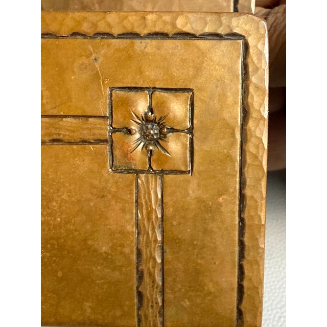 Roycroft American Arts and Crafts Hammered Copper Letter Holder, Roycroft Rose For Sale - Image 9 of 11