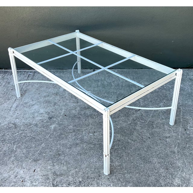 Vintage Metal and Glass Coffee Table For Sale In West Palm - Image 6 of 12