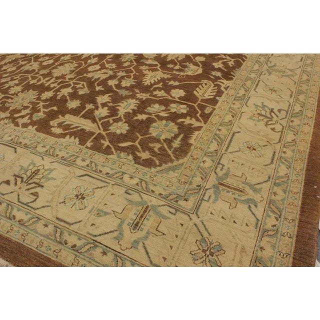 1990s 1990s Boho Chic Kafkaz Brown/Lt. Tan Hand-Knotted Rug - 9'0 X 12'1 For Sale - Image 5 of 8
