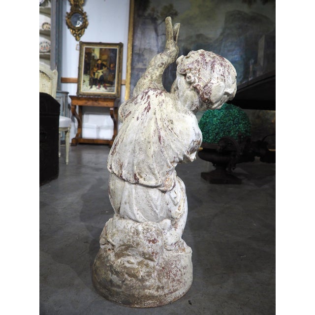 White A French 19th Century Painted Cast Iron Fountain Figure, ‘Enfant Au Canard’ For Sale - Image 8 of 18