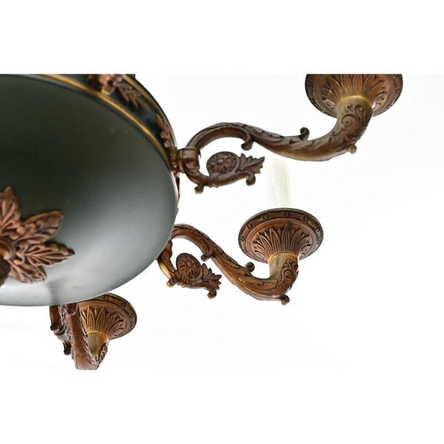 Vintage French Empire Style Gilt Bronze & Tole Flush-Mount For Sale - Image 4 of 13