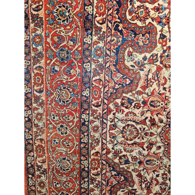 Vintage Isfahan Rug, Hand-Knotted Wool, Floral Pattern, Ivory & Red, 8x12 For Sale - Image 18 of 18