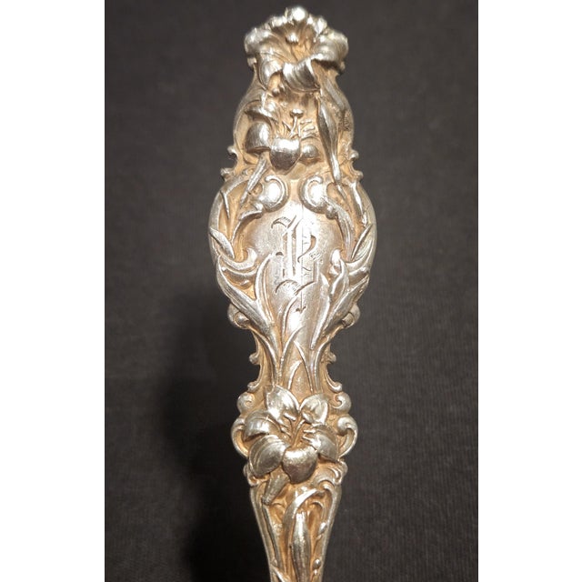 Art Deco 1990s Whiting & Co” Lily” Pattern Sterling Silver “Chocolate” or “Bullion” Spoon For Sale - Image 3 of 9