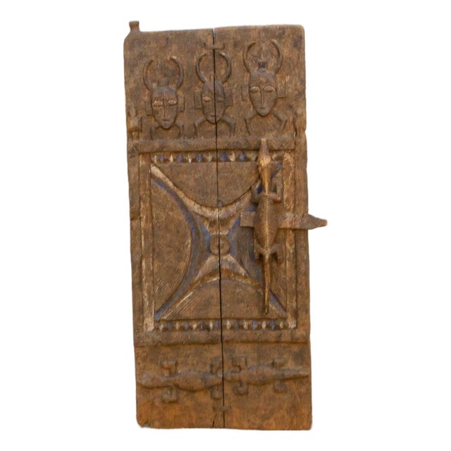 Antique African Senufo Masked Crocodile Shutter For Sale