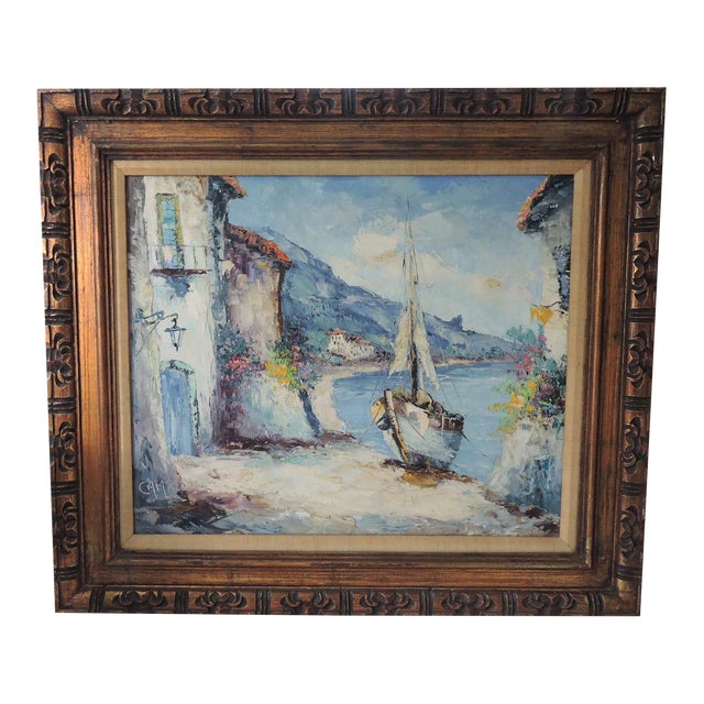 "The Island of Capri", Italy by Giovanni Camprio, Framed Oil on Canvas
