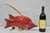 Vintage Mid Century Modern Ceramic Pottery Red Hog Fish Sculpture with Copper Metal Fins by Harry Guthrie Phillips,...