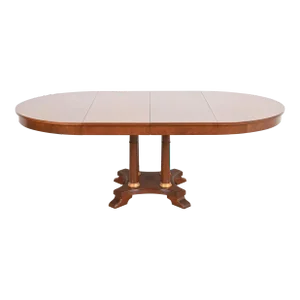 Ethan Allen Neoclassical Cherry Wood Pedestal Extension Dining Table, Newly Refinished