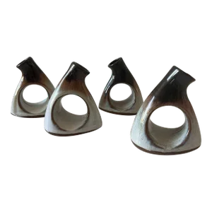 Set of 4 Peter Pots Studio Pottery Napkin Ring Bud Vases