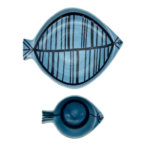 1960 Lisa Larson Stim Arita Ware Fish-Shaped Porcelain Plates- A Pair