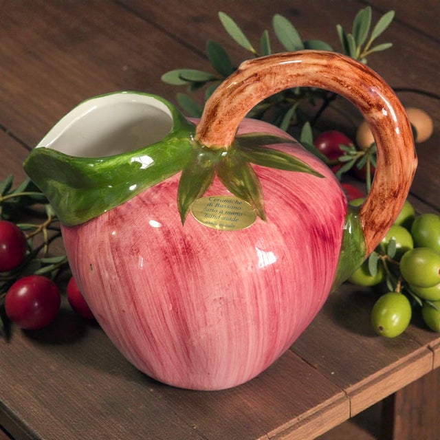 Contemporary Late 20th Century Italian Di Bassano Hand Painted Ceramic Berry Shaped Small Pitcher For Sale - Image 3 of 10