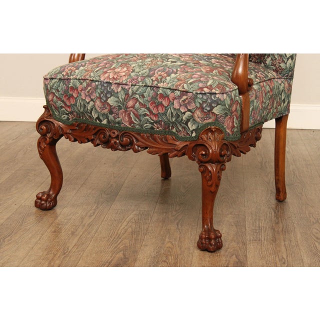 1930s Georgian Style Carved Mahogany Library Armchair For Sale In Philadelphia - Image 6 of 13