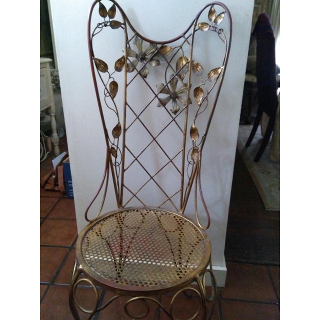 1950s 1950s Vintage Italian Flower Gilt Iron Sculptural Chair For Sale - Image 5 of 12