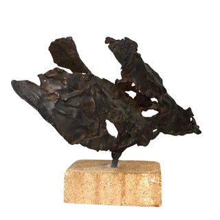 Zvi Aldouby, Brutalist Israeli Bronze Abstract Sculpture Wave Form Zvi Aldouby, c.1950's -1960's For Sale