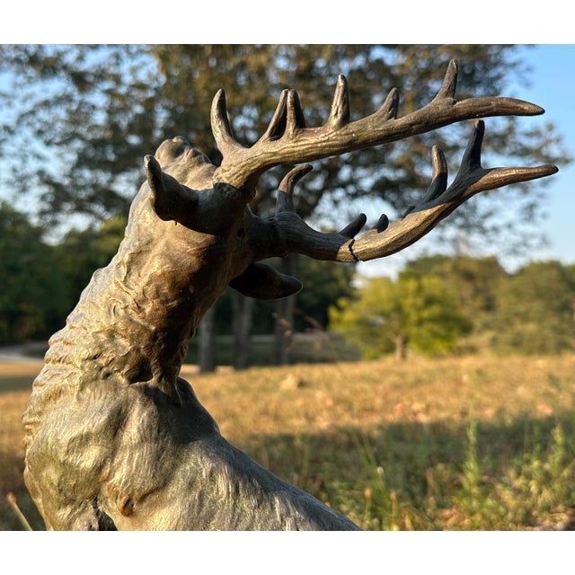 Early 20th Century Antique French Bronze Elk Sculpture: "Wounded Deer" by George Omerth For Sale - Image 5 of 10