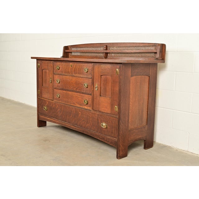 Mission Lifetime Furniture Antique Mission Oak Arts & Crafts Sideboard, Circa 1910 For Sale - Image 3 of 17