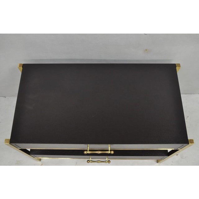 Contemporary Modern Black & Brass Faux Bamboo Nightstand Bedside Table - A Pair For Sale In Philadelphia - Image 6 of 18