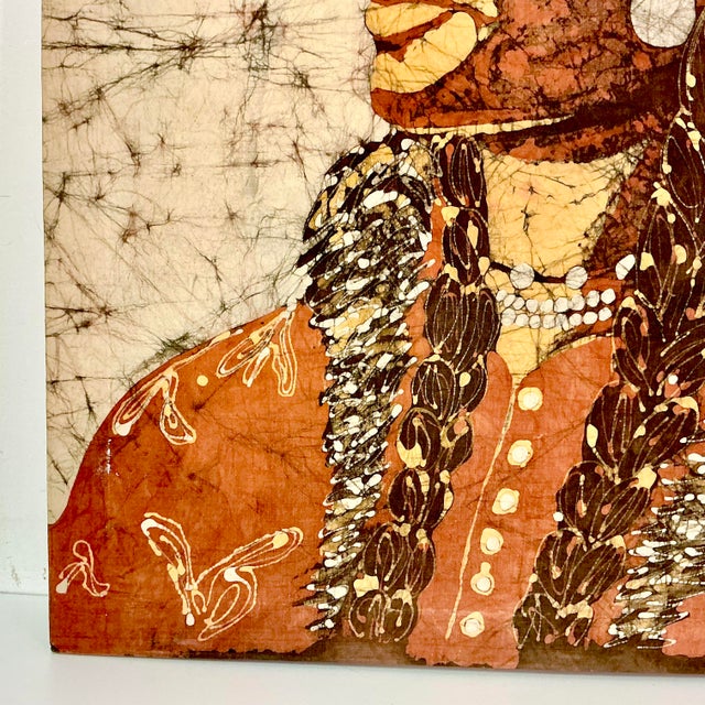 1979 Vintage Southwestern Native American Batik Portrait Textile Art by Zanoria Merrill For Sale - Image 6 of 11