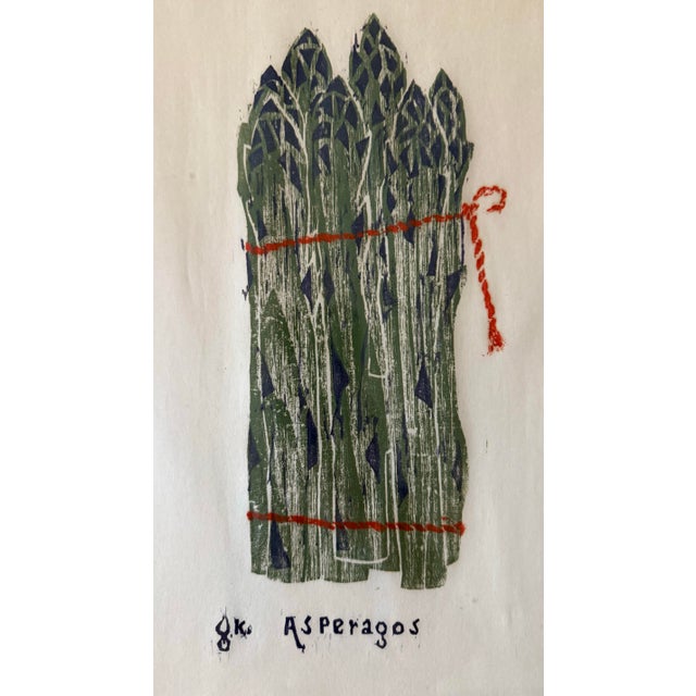 Vintage 1964 Limited Edition Woodblock Print of Asparagus For Sale In Austin - Image 6 of 10