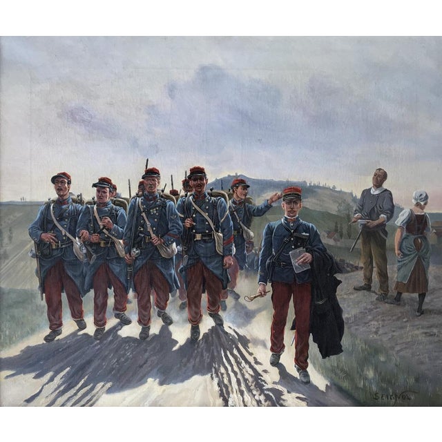 1910s Claudius Seignol, Départ des Fantassins Pour la Guerre de 14, 1914, Oil on Canvas, Framed For Sale - Image 5 of 5
