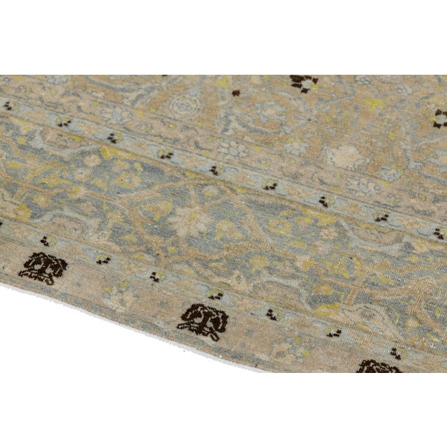 Antique Persian Tabriz Designed Wool Rug Floral in Muted Tones For Sale In New York - Image 6 of 11