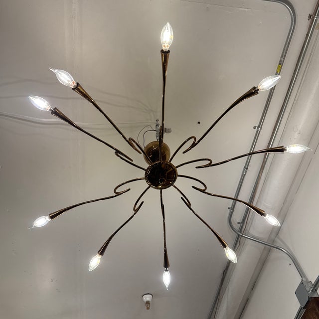 Bronze Vintage European Sputnik Flush Mount Chandelier For Sale - Image 8 of 12
