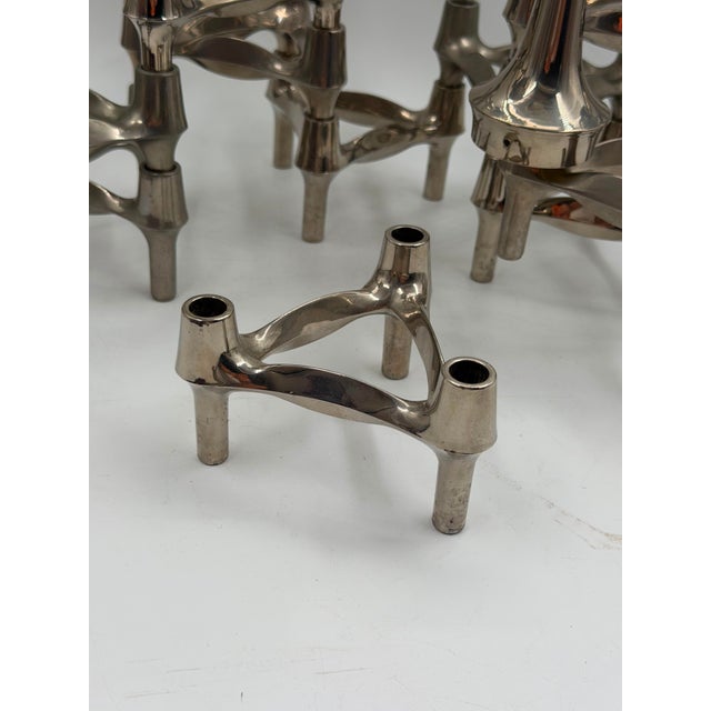 Mid-Century Modern Nickel-Plated Modular Candleholder Set from Stoff & Nagel, 1950s, Set of 19 For Sale - Image 4 of 18