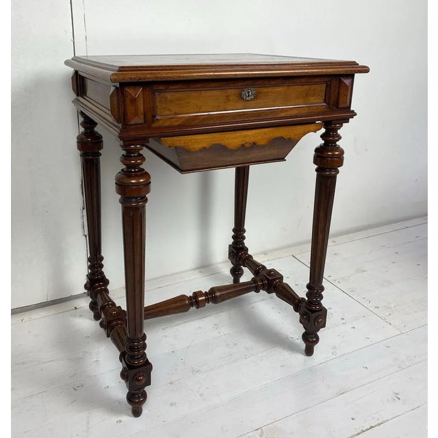 Brown Antique German Walnut Sewing Table For Sale - Image 8 of 18