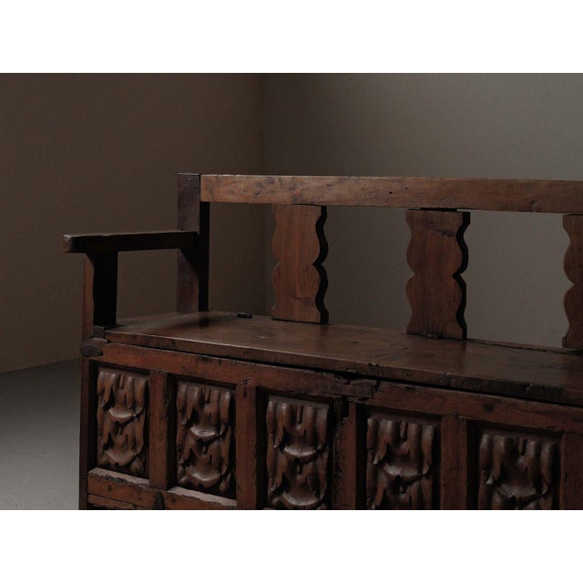 Carved Wood Storage Bench, 18th Century For Sale - Image 17 of 18
