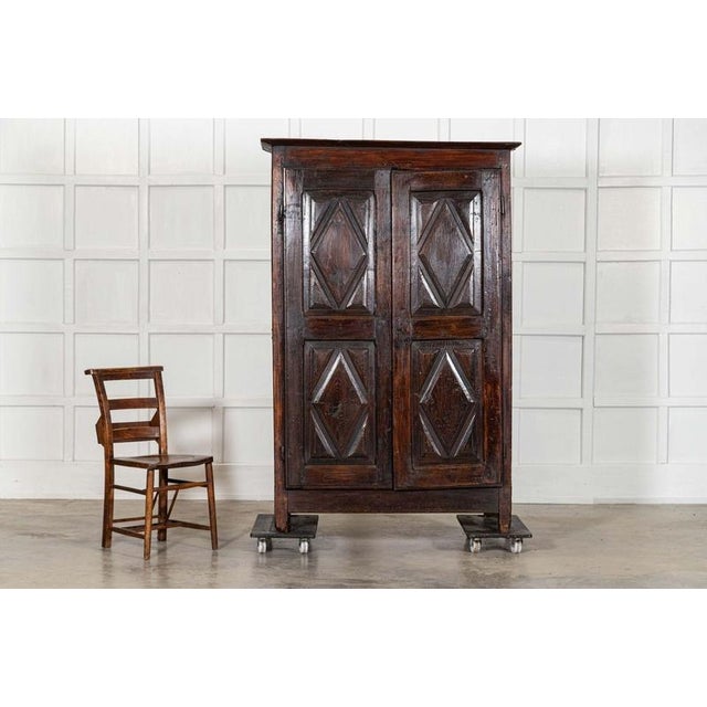 Antique French Provincial Ash Diamond Point Armoire, 1770 For Sale - Image 4 of 18