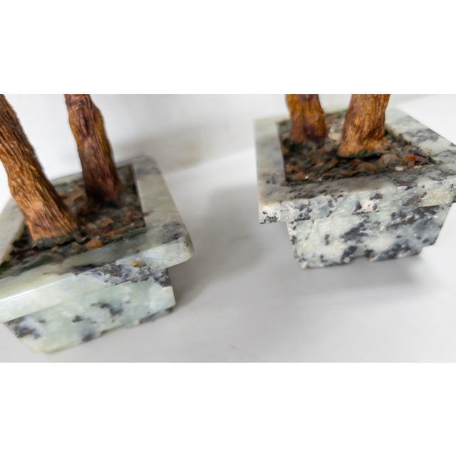 20th Century Chinese Chinoiserie Pair of Jade Trees With Nephrite, Carnelian and Rose Quartz For Sale - Image 16 of 18