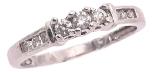 10 Karat White Gold Diamond Band Engagement Wedding Ring, Size 7.25